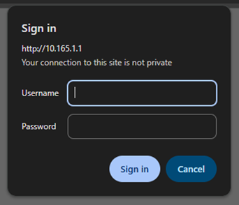 Enter admin as the username and enter your local router password. Click Sign in once done