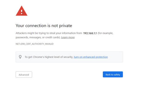 Native browser security message
