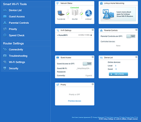 Linksys Router Dashboard