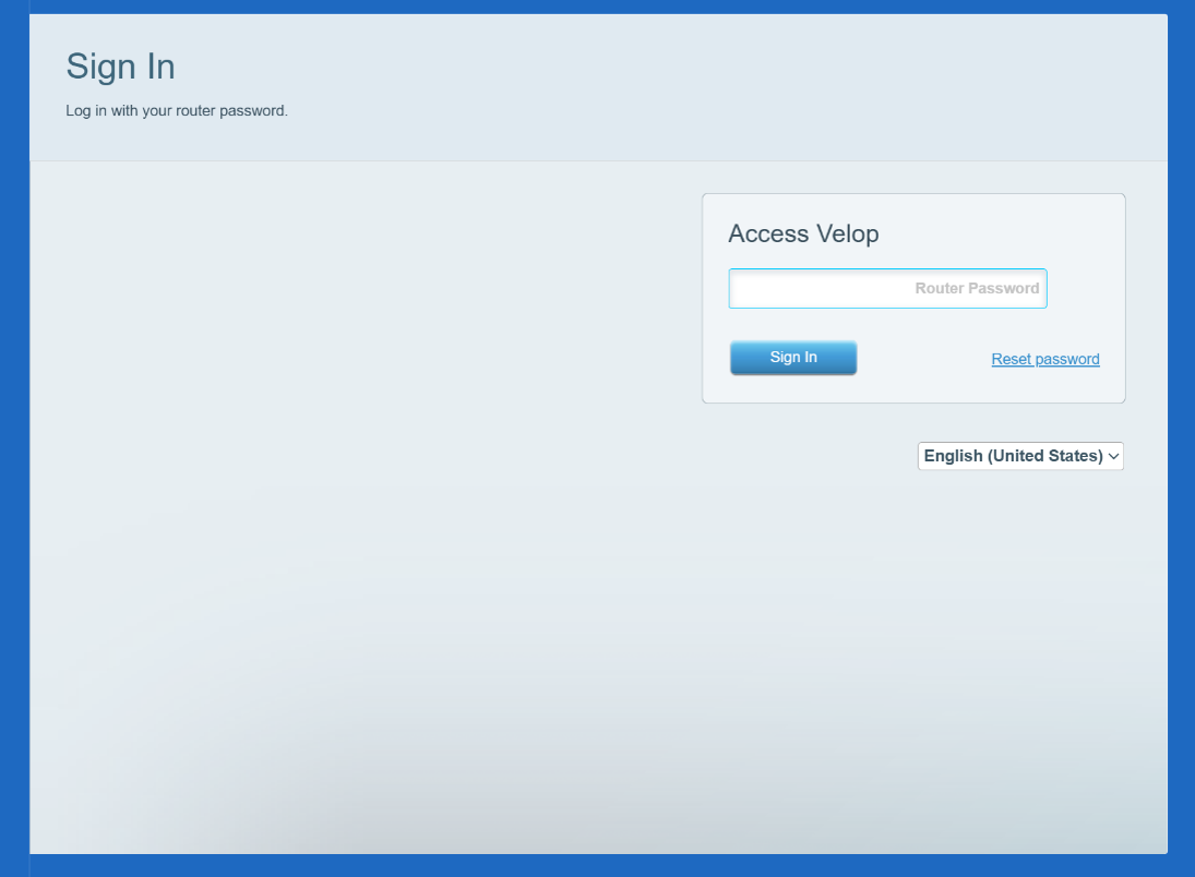 Linksys login page