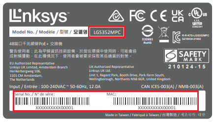 Switches: Serial Number and MAC address