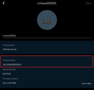 Showing the serial number