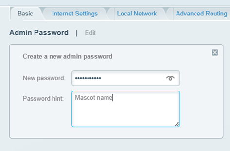 Add new admin password and hint