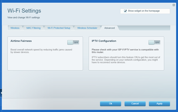 Wi-Fi Settings screenshot with Advanced tab on display