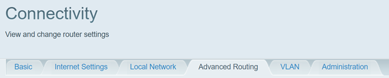 Advanced Routing tab