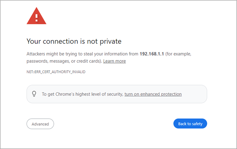 Browser error message