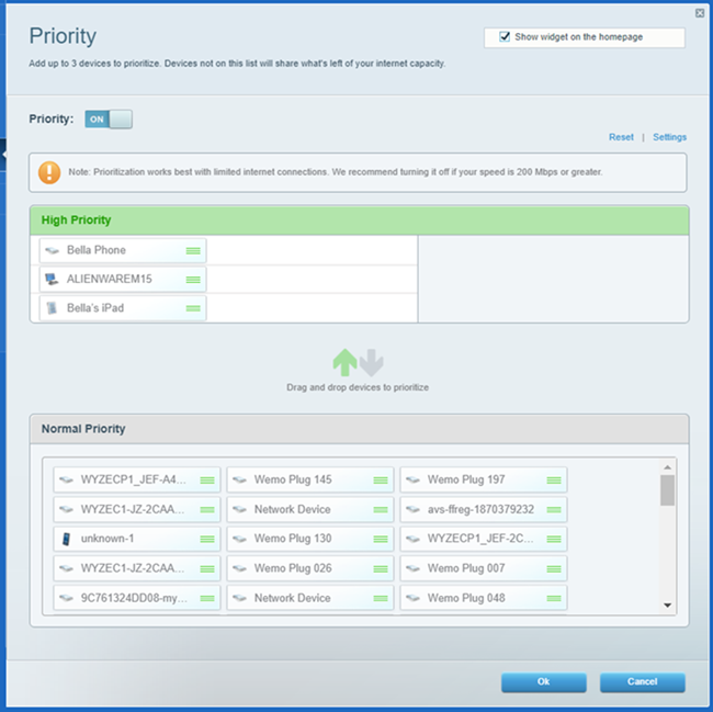 A screenshot of the Priority feature