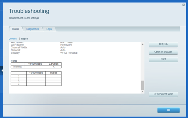 A screenshot of the Troubleshooting feature