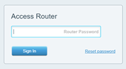 Router password sign in page
