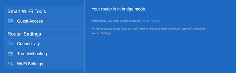 Router web interface on Bridge Mode