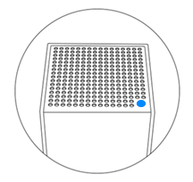 A node displaying a solid blue light