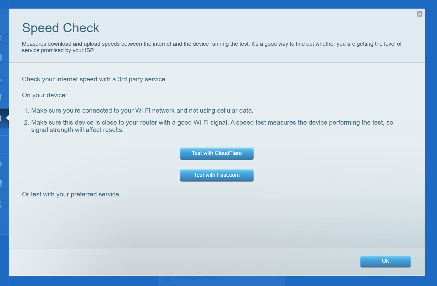 Speed Check tool interface