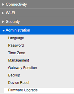 Administration > Firmware Upgrade option in the Parent router's web interface.