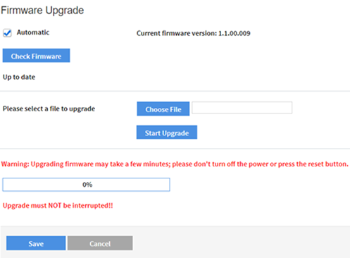 Select Choose File to upload the downloaded Firmware.