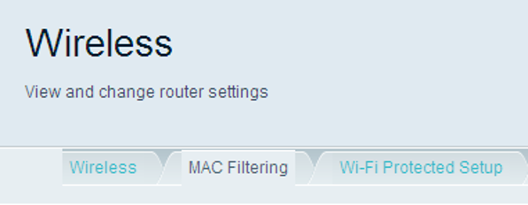 The MAC Filtering tab