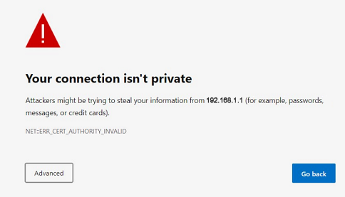 “Your connection isn't private” warning page in Microsoft Edge