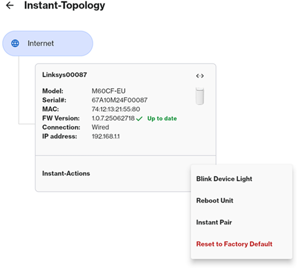 Instant-Actions menu