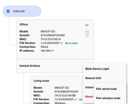 Pair wired node action option