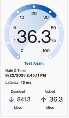 An image showing the Speed Test tile for SPNM60 and SPNM62