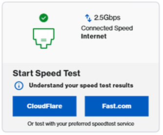 An image showing the Speed Test tile for LN1600