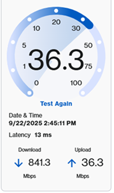 An image showing the Speed Test tile for SPNM60 and SPNM62