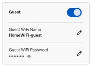 Guest feature enabled showing WiFi name and password