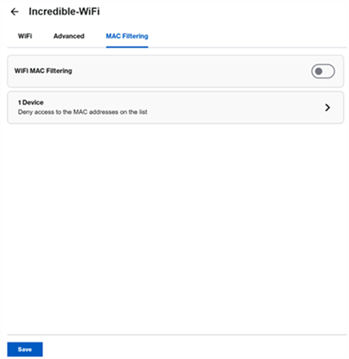 MAC Filtering is OFF