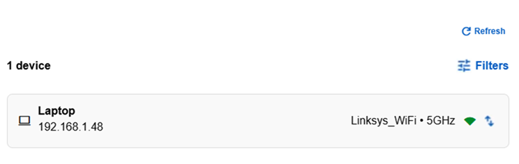 A section which shows a list of devices that are connected to the parent router.