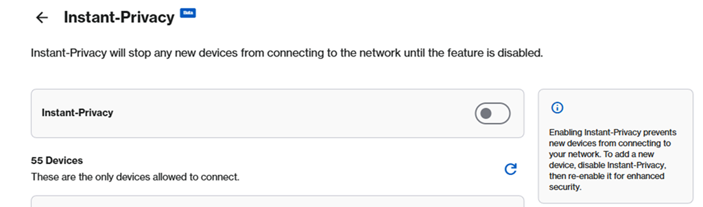 Instant-Privacy toggle button