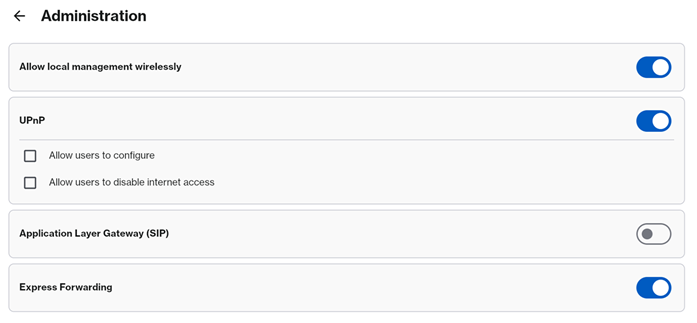 Administration screenshot