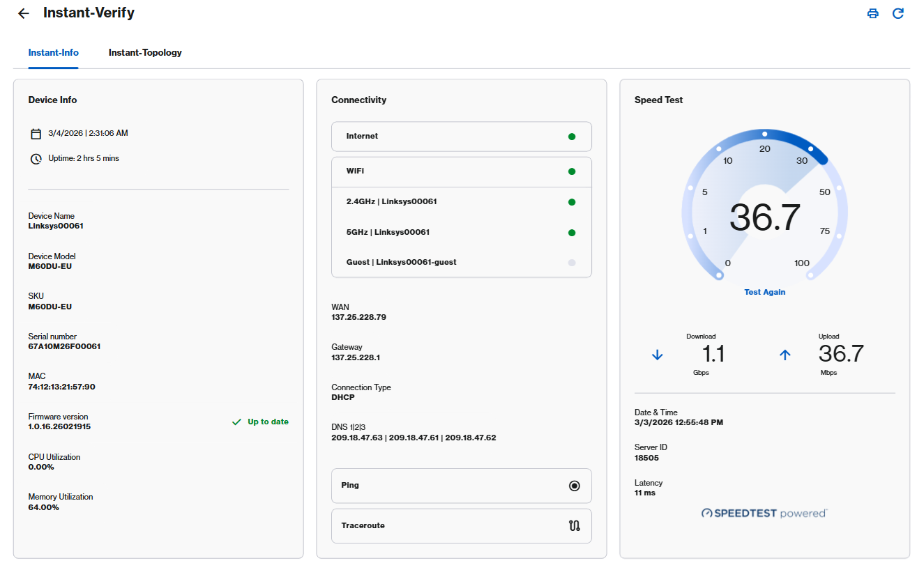 SPNM60DU Instant Verify dashboard