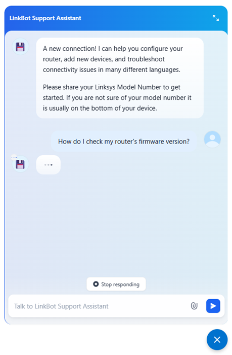 LinkBot Support Assistant chat box