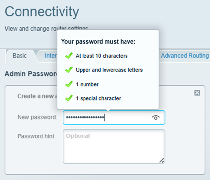 Password requirements