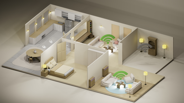 Place nodes halways weak signal areas and the main node