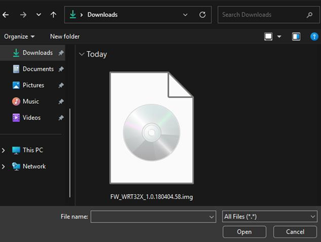 Locate the firmware file on your computer.