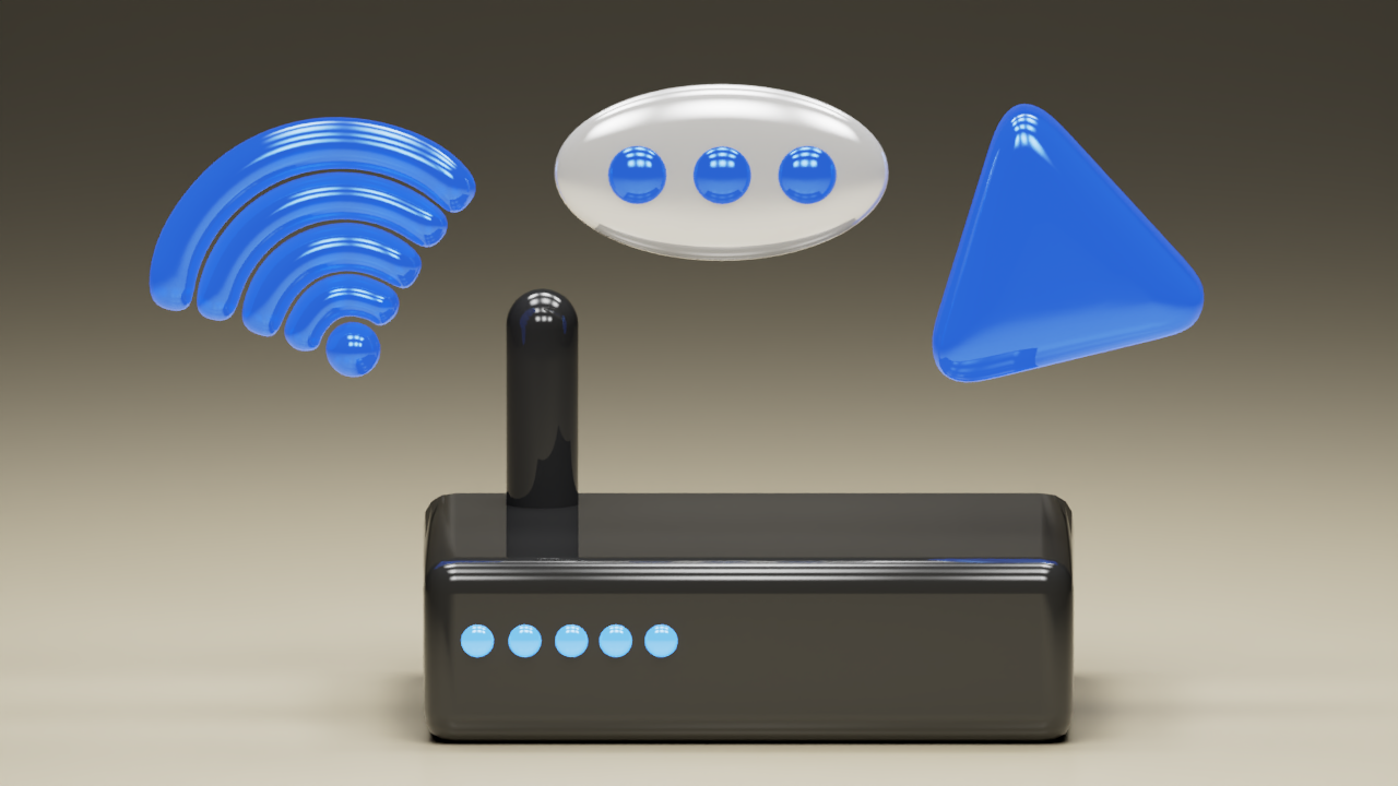 modem with cloud icons illustrating the concept of internet access.