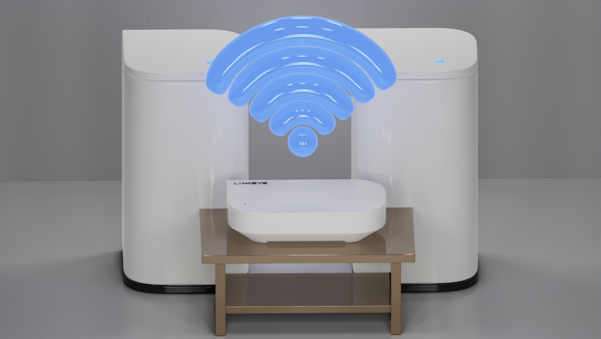 Illustration of a network node emitting Wi-Fi signals