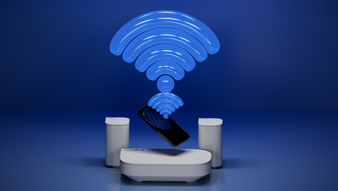 Depiction of someone establishing a Wi-Fi link using a router