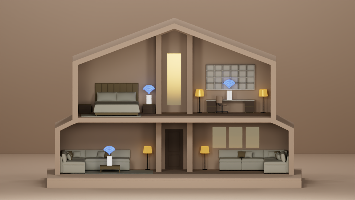 Illustration of a Mesh Wi-Fi network setup