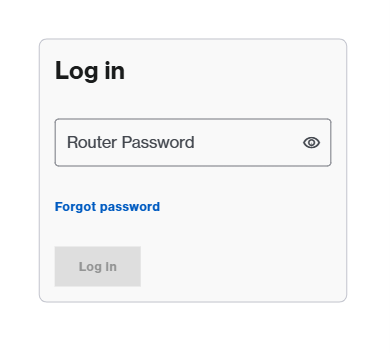 Screenshot of the router dashboard login window prompt