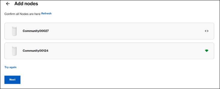 Screenshot of the configuration utility confirming successful detection and pairing of child nodes