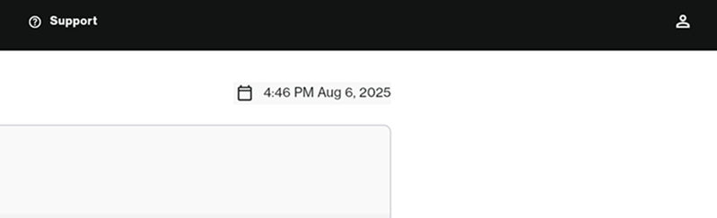 Home page showing the current time and date