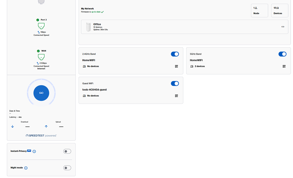 Night mode feature on the Home screen