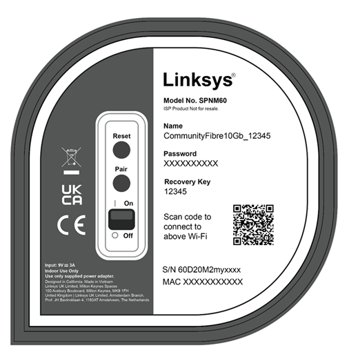 Bottom panel of the Linksys Pinnacle Mesh router