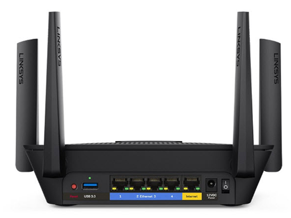 Back panel showing the ports of the router