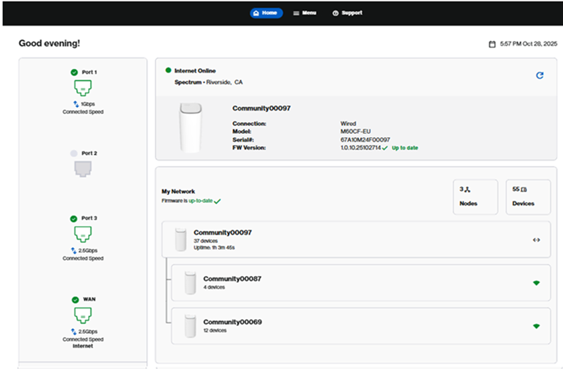Linksys Now Home page