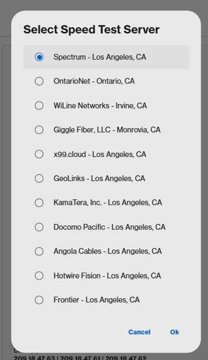 An illustration of the speed test to select server location