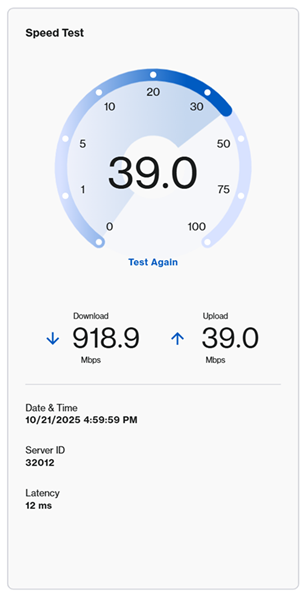An illustration of the speed test result