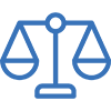 A balancing scale icon