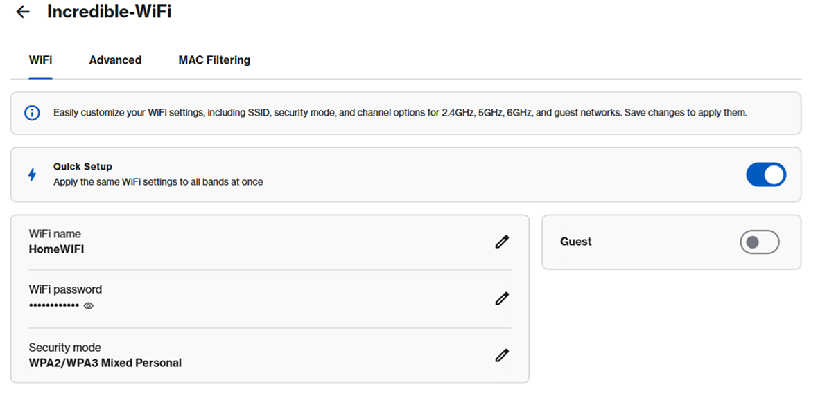 Incredible-WiFi section showing WiFi tab